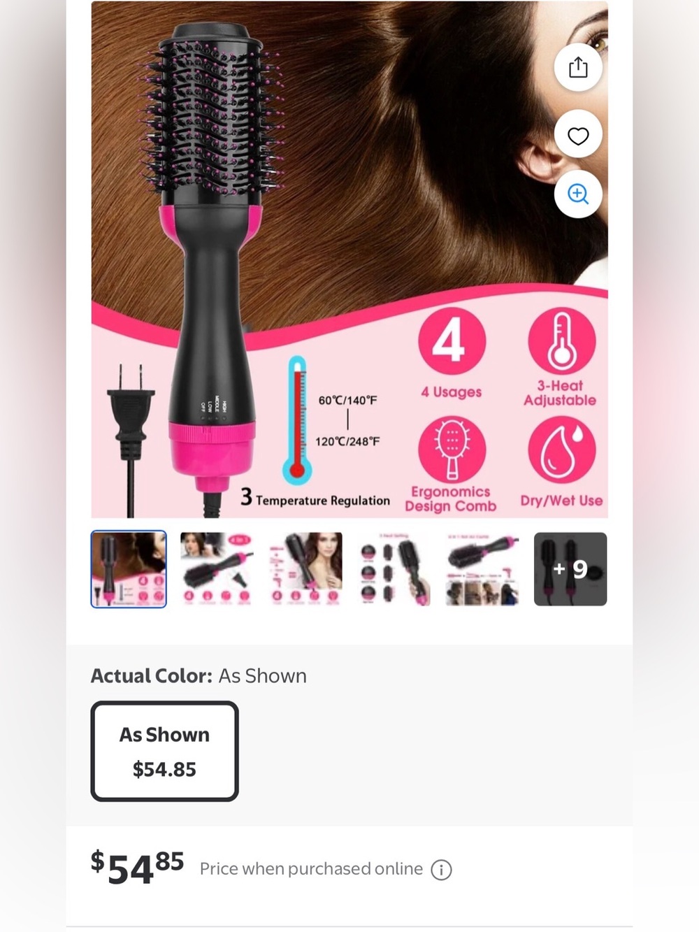 Bglam Pink and Black Dryer Brush – Fast Styling Hot Air Brush - Picture 2 of 8